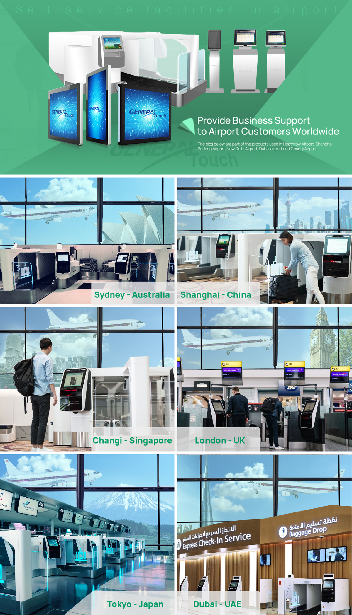 GT’s touchscreen products provide business support to airport customers worldwide